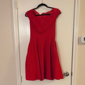 Pukavt - retro lipstick, fire engine red swing dress  sz M